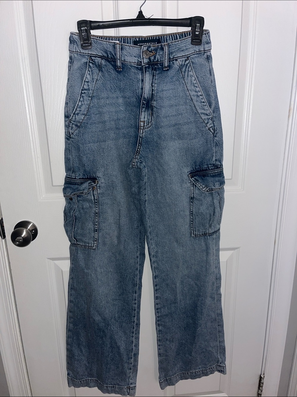 Aeropostale Light Blue Wide-Leg Cargo Jeans